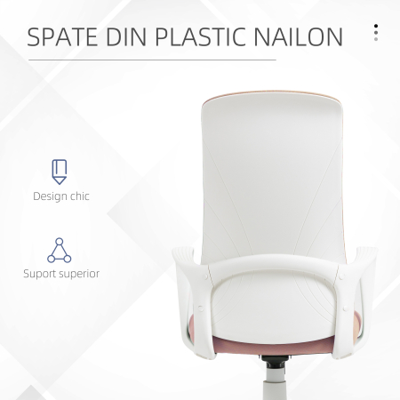  Scaun de birou ergonomic si captusit, cu inaltime ajustabila si balans, 62x56x110-119,5 cm, roz [5]