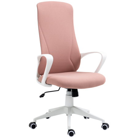 Mobila birou -  Scaun de birou ergonomic si captusit, cu inaltime ajustabila si balans, 62x56x110-119,5 cm, roz