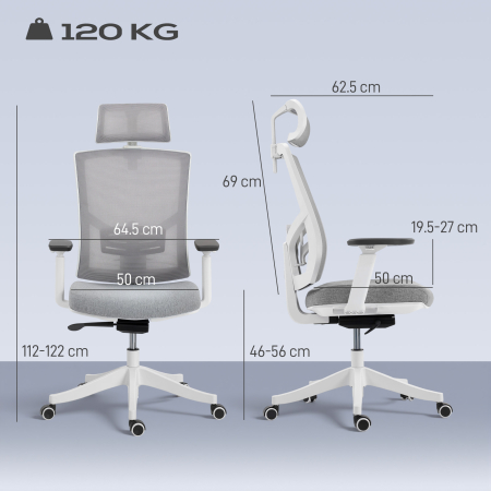  Scaun de Birou Ergonomic si Respirabil cu Suport Lombar Dinamic 4D, 64.5x62.5x112-122 cm, Multicolor [2]