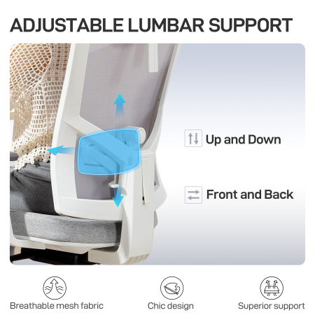  Scaun de Birou Ergonomic si Respirabil cu Suport Lombar Dinamic 4D, 64.5x62.5x112-122 cm, Multicolor [3]