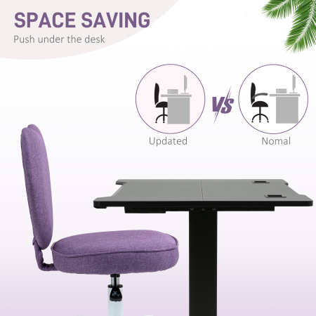  Scaun de Birou in Forma de Inima cu 5 Rotile Pivotante si inaltime Reglabila, 40x50x79-89 cm, Violet [6]