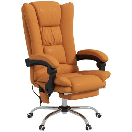 Dormitor & birou -  Scaun de Birou Masaj cu Vibratii Caldura Scaun de Calculator Suport pentru Picioare Cotiera Spatar Rabatabil Maro Deschis Pentru scoala computer mobila de studiu ergonomic pentru birou munca modern c