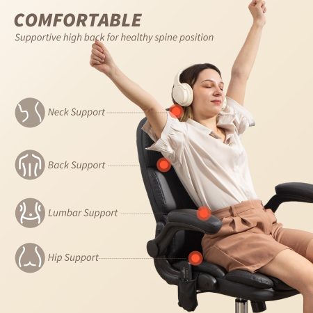  Scaun de Birou Masant si incalzit cu Brate Pliabile Negru [5]