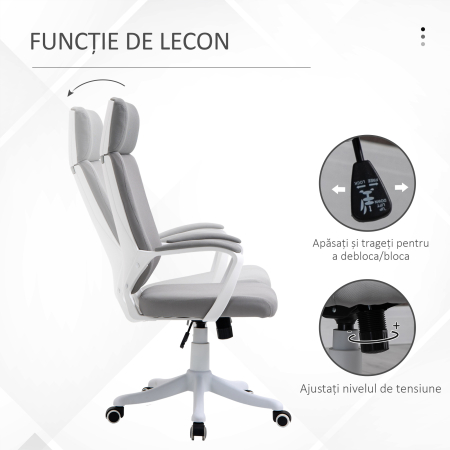  Scaun de Birou Pivotant Inaltime Reglabila Tetiera si Balansoar Gri [4]