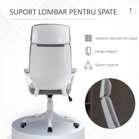  Scaun de Birou Pivotant Inaltime Reglabila Tetiera si Balansoar Gri [6]