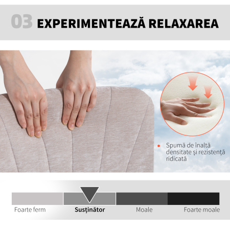  Scaun de Birou Reglabil, inclinabil si Rotativ, din tesatura Chenille si Otel, 62x67x83-93 cm, Bej [5]