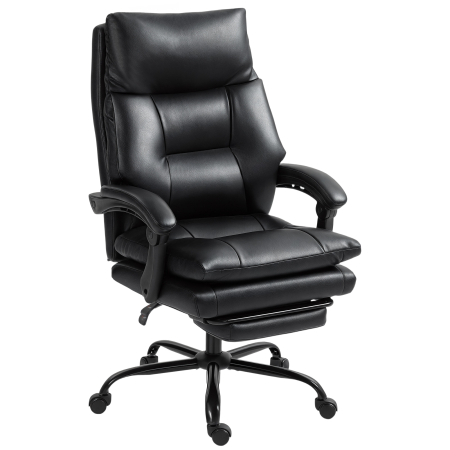  Scaun de Birou Reglabil pe inaltime si Reclinabil pana la 135°, din Piele PU Neagra, 65x76x113-121 cm [7]