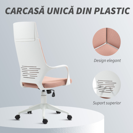  Scaun de Birou sau Gaming din tesatura cu Spatar inalt, Roz [7]