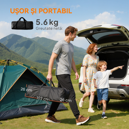  Scaun de Camping Pliabil cu 2 Suporturi pentru Pahare si Buzunare Laterale, 99x71x103 cm, Gri [6]