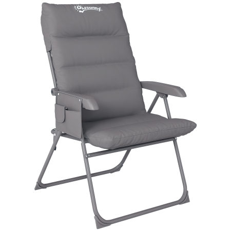 Prelate, pavilioane, umbrele terasa -  Scaun de Camping Pliabil cu Spatar inalt Reglabil in 5 Pozitii si Buzunare Laterale, 66x58x105 cm, Gri Deschis
