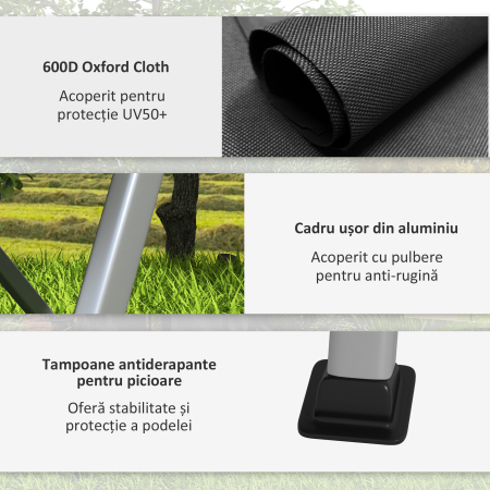  Scaun de Camping Pliabil cu Spatar Reglabil, Negru [6]