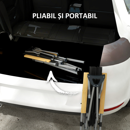  Scaun de Camping Pliabil cu Spatar Reglabil, Negru [5]