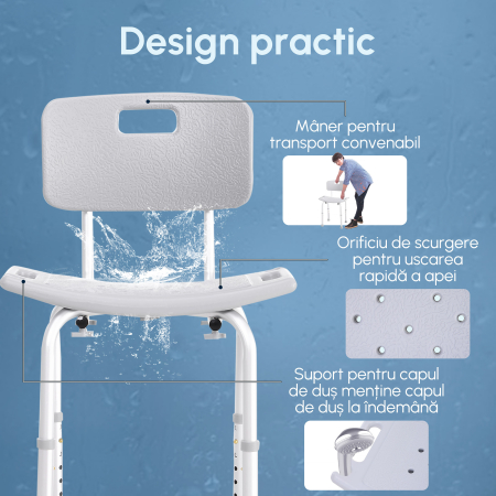  Scaun de dus din Aluminiu si Plastic, Inaltime reglabila 8 Niveluri [7]