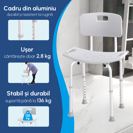  Scaun de dus din Aluminiu si Plastic, Inaltime reglabila 8 Niveluri [3]