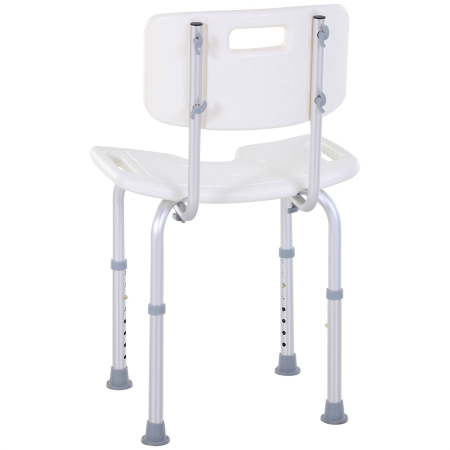  Scaun de Dus Reglabil pe 8 Nivele cu Orificii de Drenaj si sezut in Forma de U, 48x42x71-83,5 cm, Alb [7]