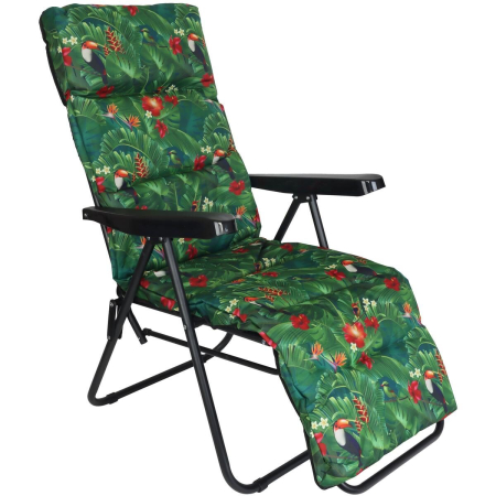 Gradina - Scaun de gradina cu perna, reglaj pe pozitii, cadru metalic pliabil, 57x83x106 cm, multicolor