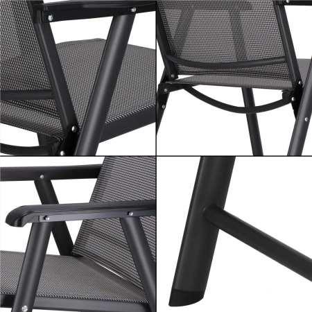 Scaun de gradina metalic, pliabil, 95x57x66cm, maxim 150kg, gri [21]