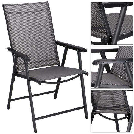 Scaun de gradina metalic, pliabil, 95x57x66cm, maxim 150kg, gri [20]