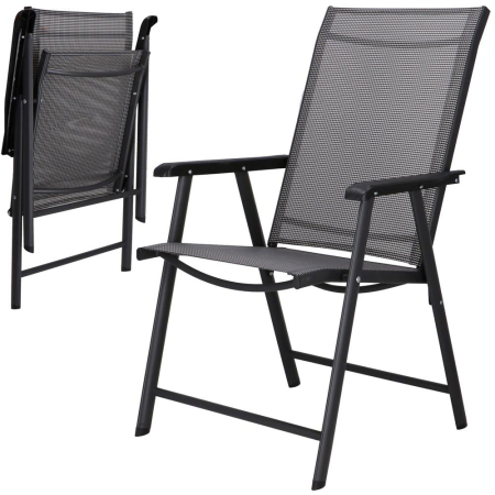 Scaun de gradina metalic, pliabil, 95x57x66cm, maxim 150kg, gri [3]