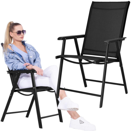 Scaun de gradina metalic, pliabil, 95x57x66cm, maxim 150kg, negru [5]