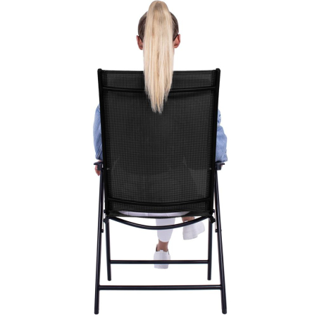 Scaun de gradina metalic, pliabil, 95x57x66cm, maxim 150kg, negru [10]