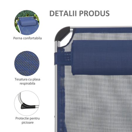  Scaun de Gradina Pliabil cu Spatar Reglabil Albastru [5]