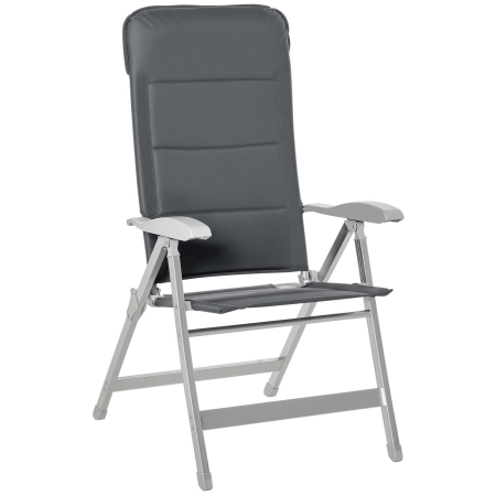 Gradina & balcon -  Scaun de Pescuit Pliabil cu Cotiere si Spatar inaltat Reglabil, 75x61.5x76-115 cm, Gri
