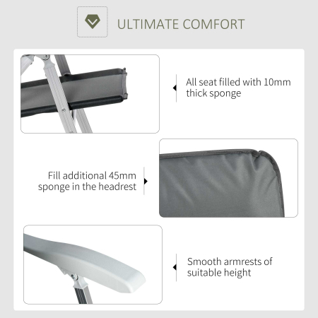  Scaun de Pescuit Pliabil cu Cotiere si Spatar inaltat Reglabil, 75x61.5x76-115 cm, Gri [5]