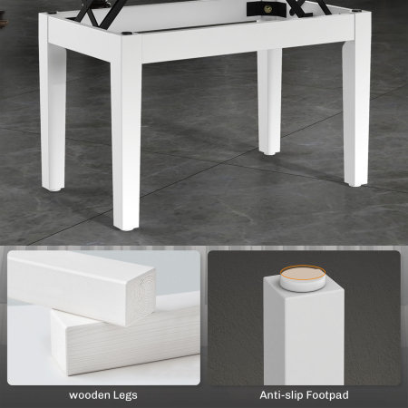  Scaun de Pian Reglabil cu Compartiment de Depozitare si sezut capitonat, 54.5x33x48-58 cm, Alb [6]