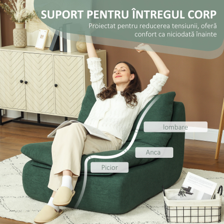  Scaun de Podea Modern si Capitonat din tesatura cu Aspect Catifelat Verde [4]