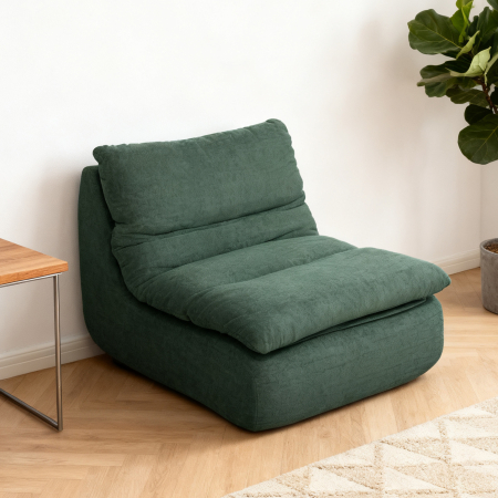  Scaun de Podea Modern si Capitonat din tesatura cu Aspect Catifelat Verde [7]