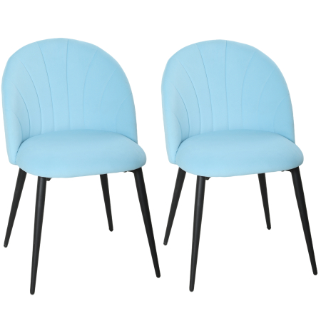 Bucatarie - , Scaun de sufragerie, in Forma de Scoica, Catifea si otel, 52cm x 55cm x 79cm, Albastru Deschis