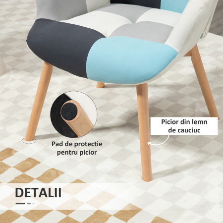  Scaun Decorativ Tapitat cu Brat & Spatar Capitonati - Dormitor [4]