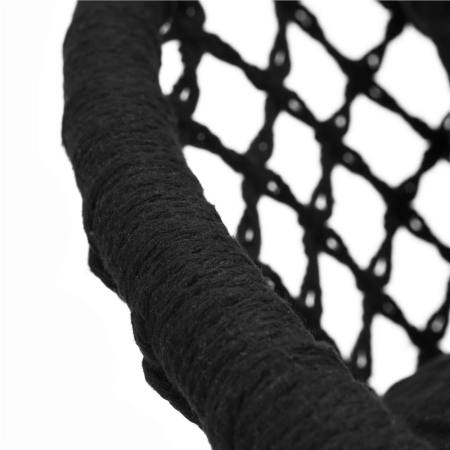 Scaun dublu tip leagan suspendat pentru casa sau gradina, cu perne, stil boho, 128x66x124 cm, maxim 300 kg, negru [10]