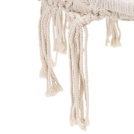Scaun dublu tip leagan suspendat pentru casa sau gradina, cu perne, stil boho, 130x66x120 cm, maxim 300 kg, crem si gri [9]