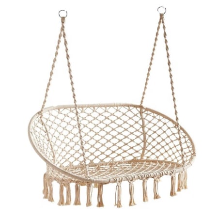 Gradina & balcon - Scaun dublu tip leagan suspendat pentru casa sau gradina, Sersimo, cu franjuri, bej