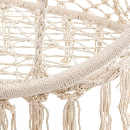 Scaun dublu tip leagan suspendat pentru casa sau gradina, Sersimo, cu franjuri, bej [7]