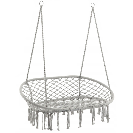 Gradina & balcon - Scaun dublu tip leagan suspendat pentru casa sau gradina, Sersimo, cu franjuri, gri