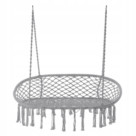 Scaun dublu tip leagan suspendat pentru casa sau gradina, Sersimo, cu franjuri, gri [1]