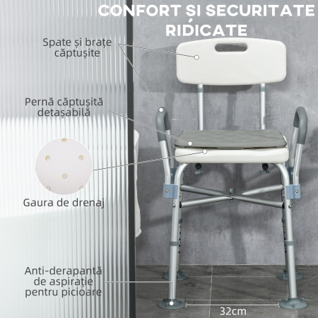  Scaun Dus - Aluminiu Reglabil, Spatar & Perna Captusita [3]