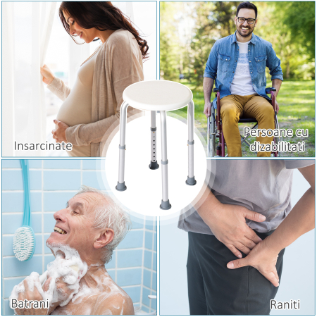  Scaun Dus - Reglabil, Antialunecare, Alb [5]