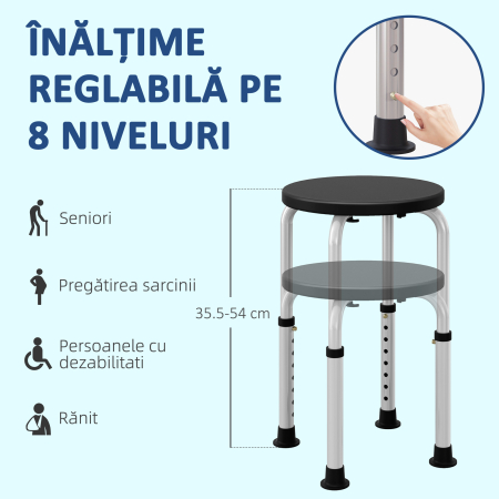  Scaun Dus - Reglabil, Antialunecare, Alb [6]