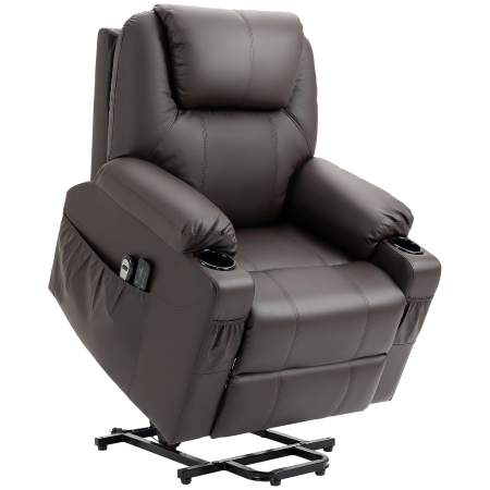 Bucatarie -  Scaun Electric Ridicare Seniori Piele PU cu Masaj & Telecomanda