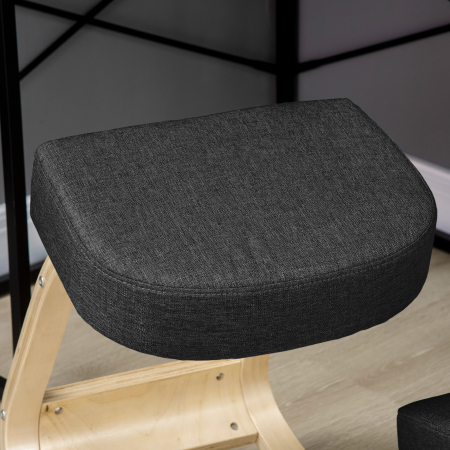  Scaun Ergonomic cu Suport Genunchi - Lemn Mesteacan, Negru [7]