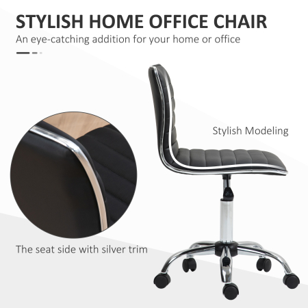  Scaun Ergonomic de Birou din Piele Ecologica cu inaltime Reglabila, sezut Rotativ si 5 Rotile, 48x52x90 cm, Negru [4]