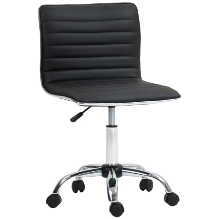 Mobila birou -  Scaun Ergonomic de Birou din Piele Ecologica cu inaltime Reglabila, sezut Rotativ si 5 Rotile, 48x52x90 cm, Negru