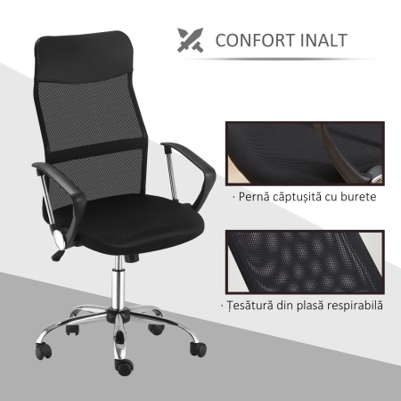  scaun ergonomic de birou, insertie plasa, negru [6]