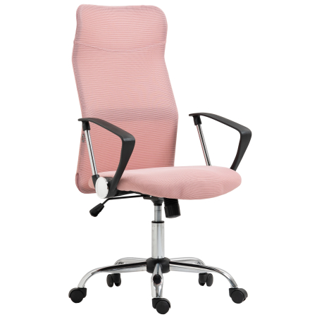 Mobila birou - Scaun Ergonomic de Birou  Pivotant, inaltime Ajustabila si Spatar din Material Textil, 63x65x109-119 cm, Roz