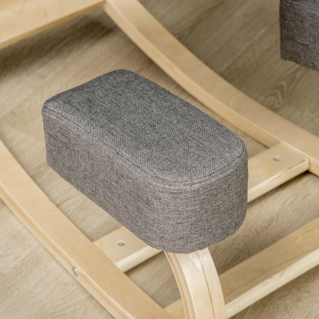  Scaun ergonomic din lemn cu perna captusita din spuma de cauciuc, 51x69x58, Gri [8]