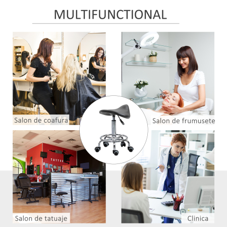  Scaun Ergonomic - Reglabil pe inaltime, Negru cu 5 Roti [5]